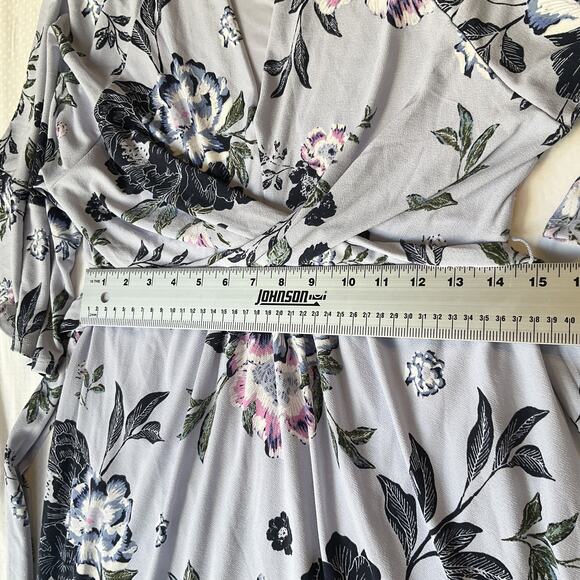 Jessica Simpson Maternity Women Maxi Dress M Lavender Floral Wrap 3/4 Sleeve - Picture 3 of 10